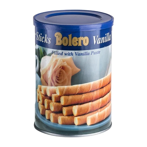 Bolero Vanilla Wafer Sticks Tin 400g UK Catering Supplies