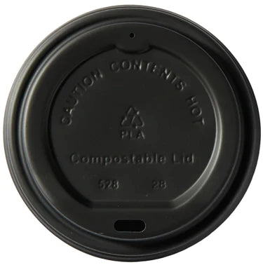 Black CPLA Compostable Lids - 44885 - Fits 8oz Cups  (1000)