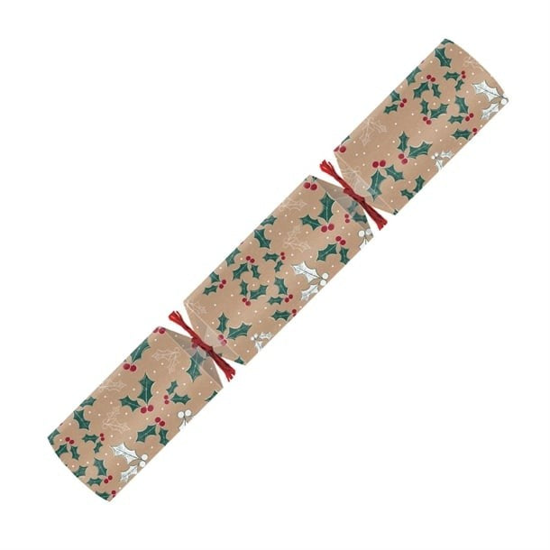 12" Kraft Holly Cracker -50 x 12" - 100% Recyclable - FSC Certified (CLEARANCE LINE)
