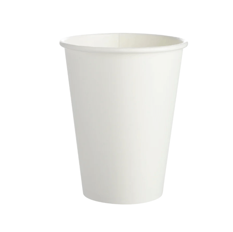 Single Wall White Paper Cups & Black Lids (Various Sizes & Categories)