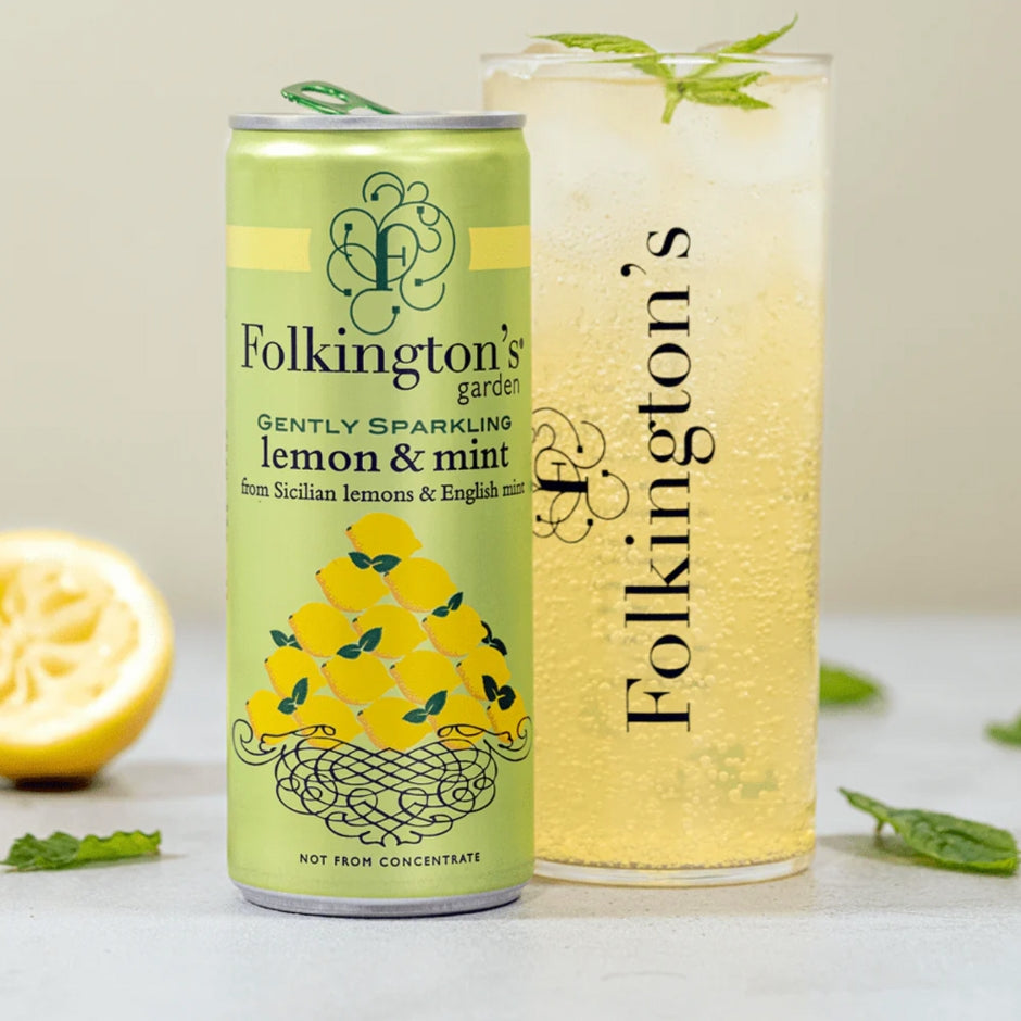 Folkington's Gently Sparkling Lemon & Mint Pressé Can 250ml (Pack of 12)