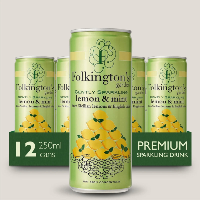 Folkington's Gently Sparkling Lemon & Mint Pressé Can 250ml (Pack of 12)