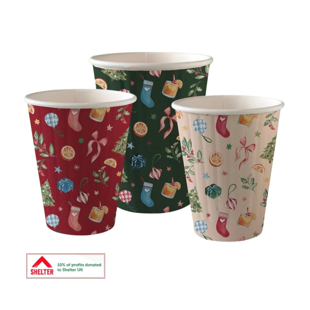 Christmas Design 12oz Mixed Design Hot Beverage Cups 8oz & 12oz (500)
