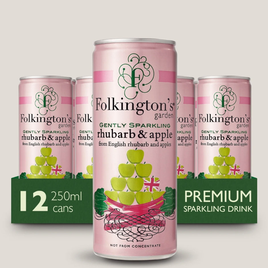 Folkington's Gently Sparkling Rhubarb & Apple Pressé Can 250ml (Pack of 12)