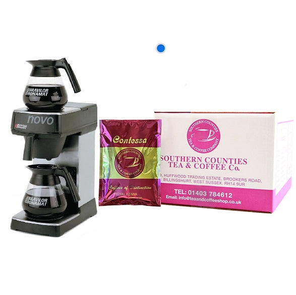 Bravilor Novo Filter Coffee Machine (With 5 x Cases Contessa Mountain Blend Filter Coffee 45x55g)