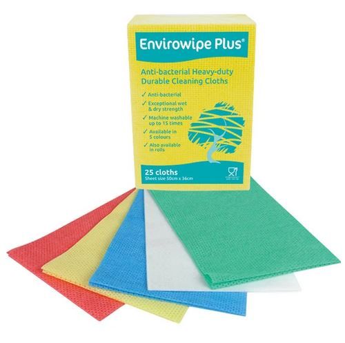 Envirowipe Plus Heavy Duty Anti-bacterial Durable Cleaning Cloths x 25