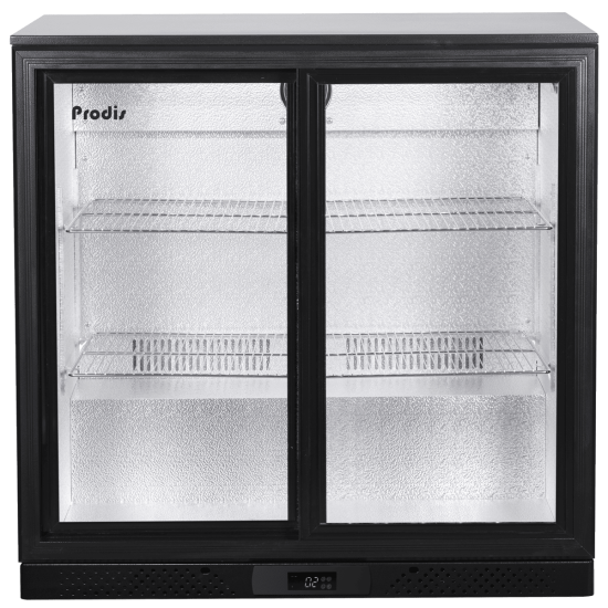Prodis NT2BS-LE Low Energy Double Sliding Door Black Bottle Cooler (3-5 Day Delivery)