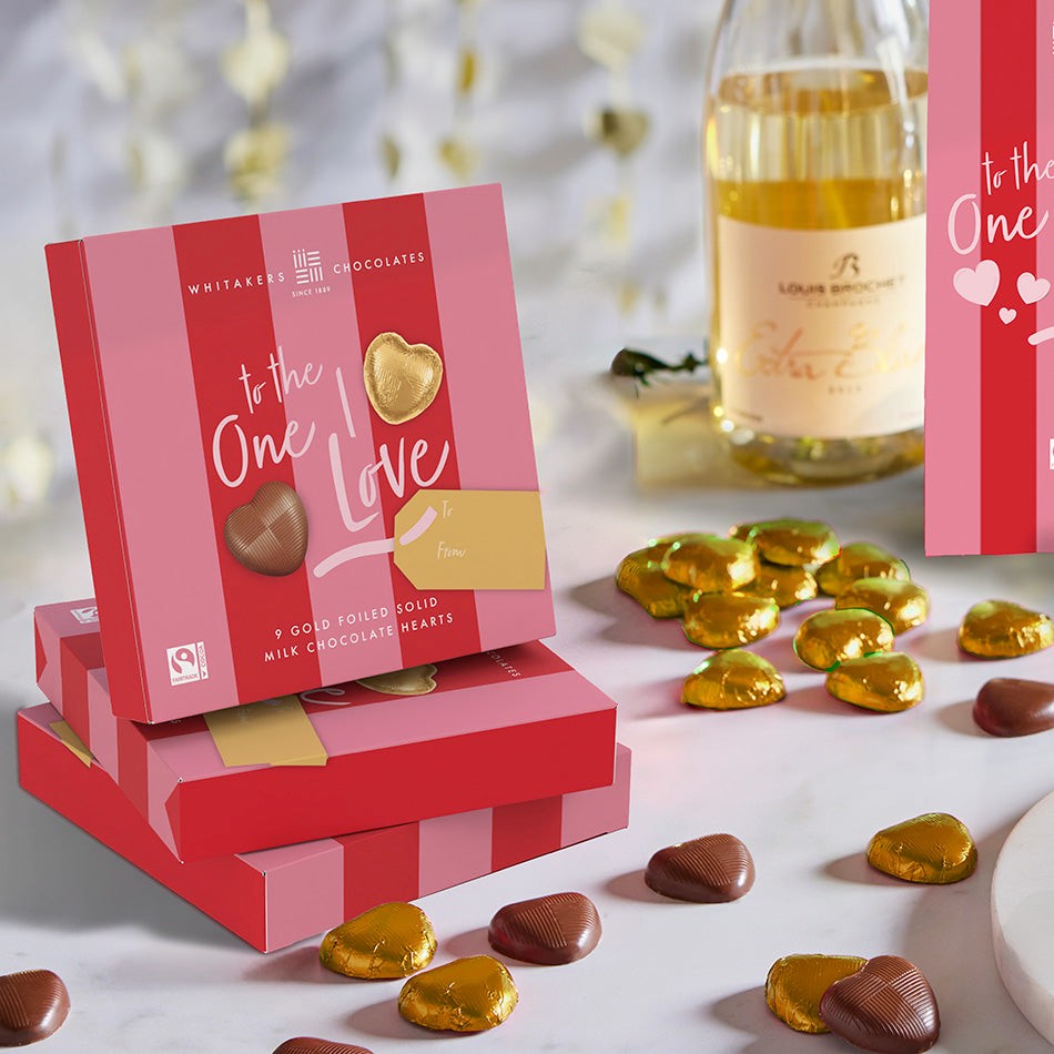 'To The One I Love' Heart Box  (10x55g) - 9 Choc Hearts Per 55g Box