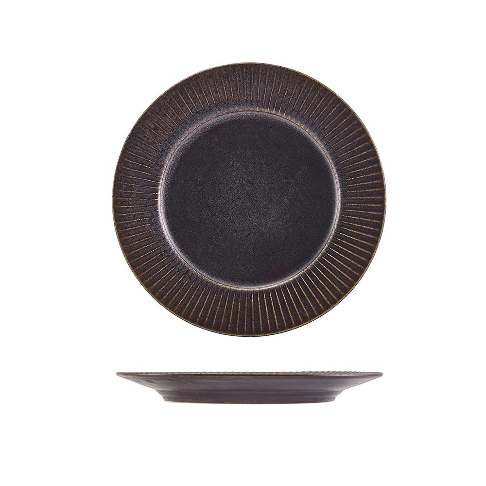 Terra Porcelain Black Fluted Winged Plate - Various Sizes (6)