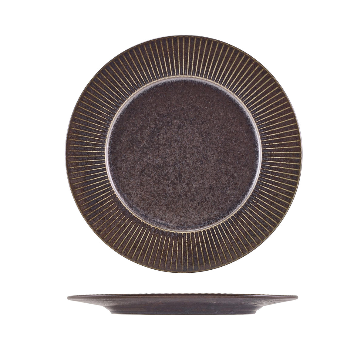 Terra Porcelain Black Fluted Winged Plate - Various Sizes (6)