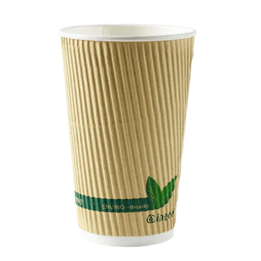INGEO Compostable Ripple  Biodegradable Cups (500) - (3 Sizes 8,12 & 16oz)
