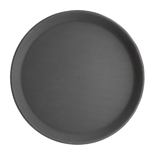Kristallon Polypropylene Round Non-Slip Tray Black (3 Sizes)