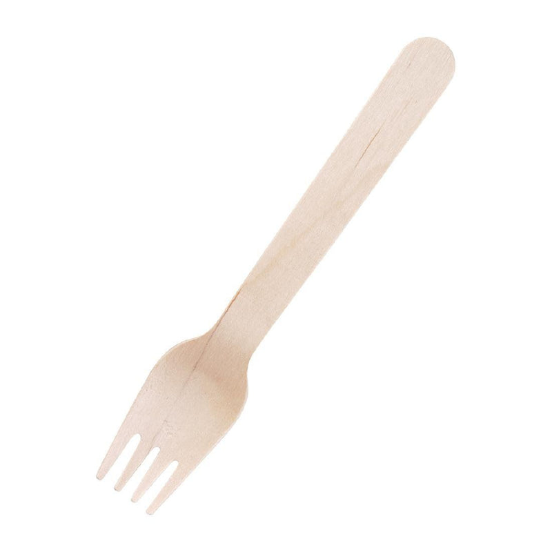 UKCS Compostable Disposable Wooden Forks (Pack of 100)