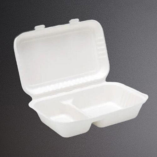 9’’ x 6’’ Bagasse 2 Compartment Lunch Box 165mm x 250mm x 60mm (250)