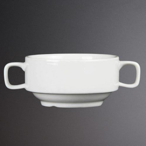 Olympia Whiteware Handled Soup Bowls 400ml (Pack of 6) C239 (DUE IN STOCK 07.06.24)