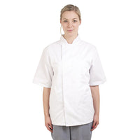 White Short Sleeved Chefs Jacket - Unisex (metal press stud fastening)