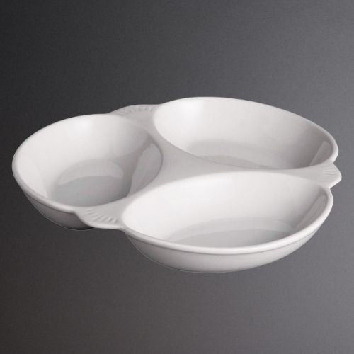 Olympia Whiteware Vegetable Dishes 3 Section 250mm (Pack of 6) Y099