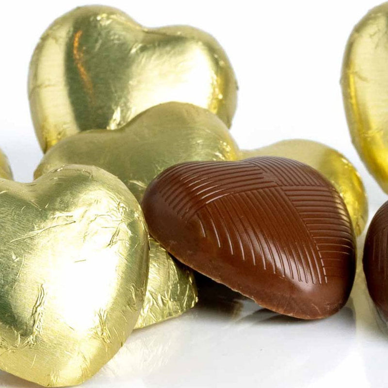 Gold Foiled Milk Chocolate Hearts