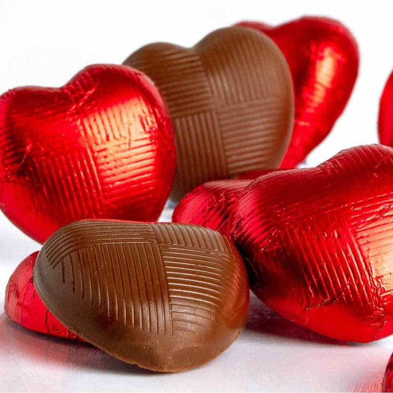 Red Foiled Milk Chocolate Hearts