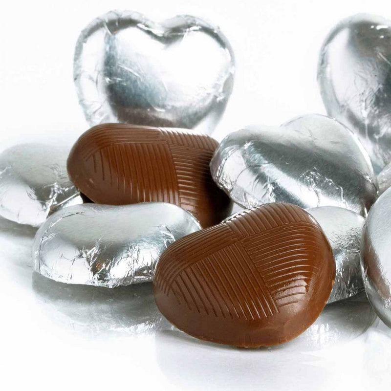 Silver Foiled Milk Chocolate Hearts
